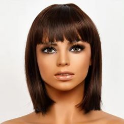 Womens Short Hair with Brown Bangs