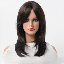 4 Pcs Womens Simple Style Holiday High Temperature Wire Long Bangs Long Straight Hair Wigs