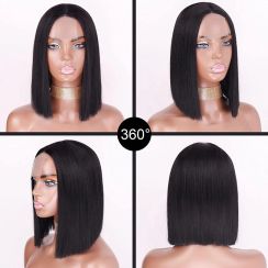 Black Womens Wigs Chemical Fiber Straight Hair Headgear Lace Wigs