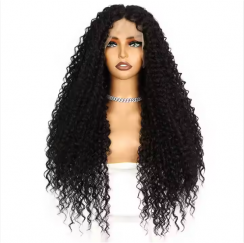 Womens Black Curly Long Wig