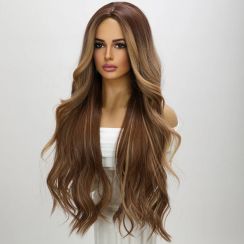 Brown Highlight Dyed Gradient Curly Wigs For Women