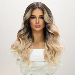 Womens Gradient Big Wave Curly Wig