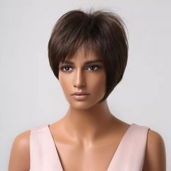 3 Pcs Womens Short Brown and Black Realistic Natural Chemical Fiber Hair