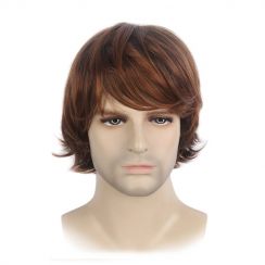 3 Pcs Short Brown Hair Mens Wigs