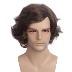 2 Pcs Mens Stylish Layered Brown Short Curly Wig