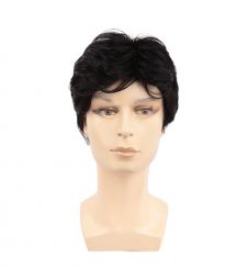  3 Pcs Mens Short Black Wig